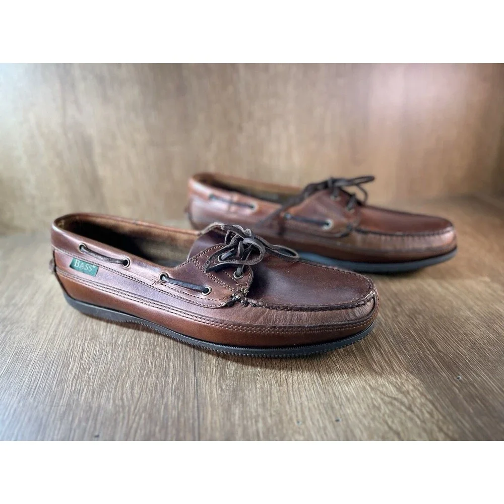 Vintage G.H. Bass & Co. Leather Boat Shoes Size 13M